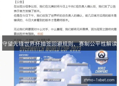 守望先锋世界杯抽签回避规则，赛制公平性解读
